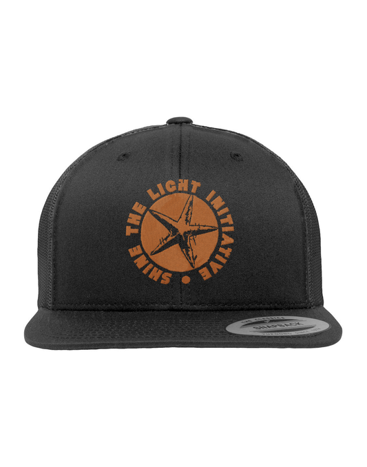 Black Flat Brim Snapback Hat - Traditional Logo